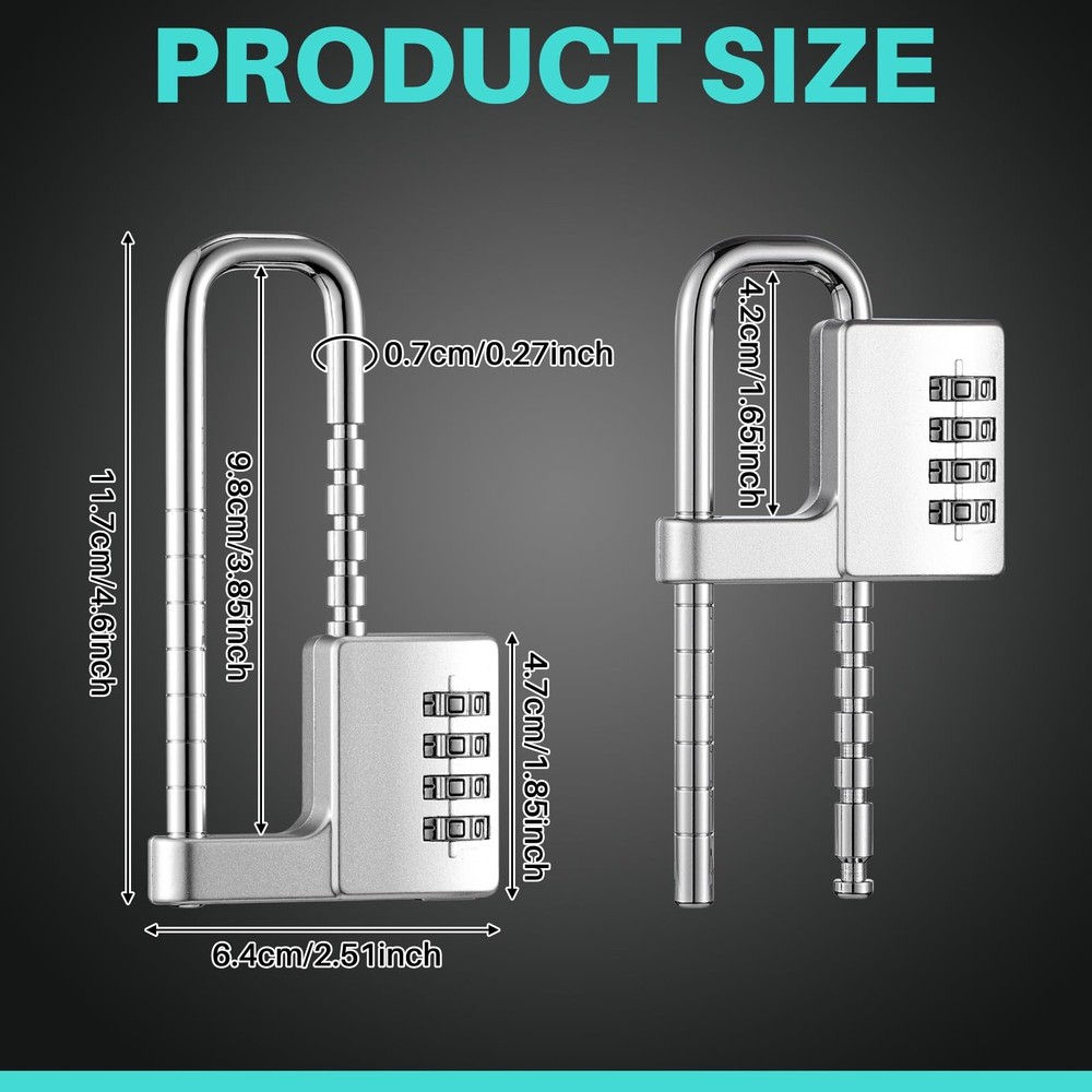 Gisafai 4-Pcs 4-Digit Combination Cabinet Lock U-Shaped Code Gym Adjustable Padl