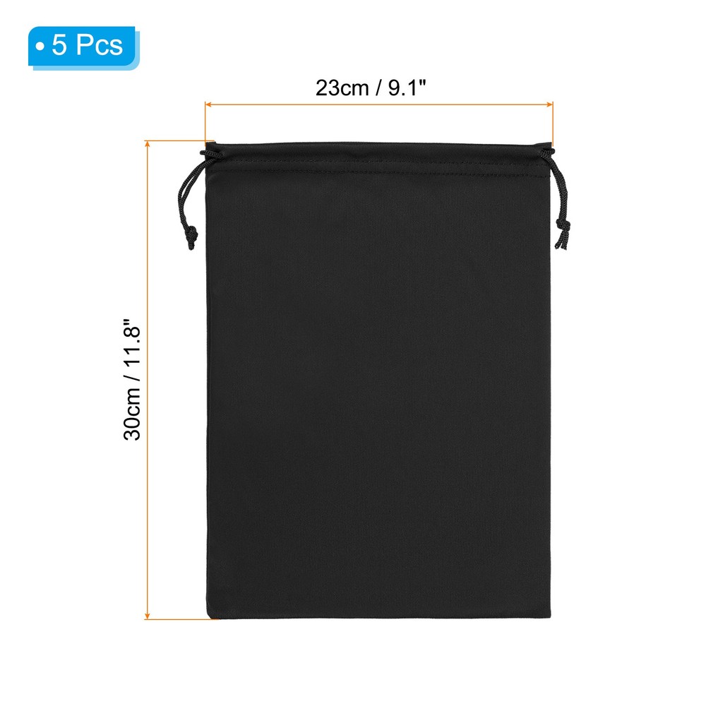 Ski Goggle Bag, 5 Pcs Soft Microfiber Drawstring Pouch, 23cmx30cm, Black
