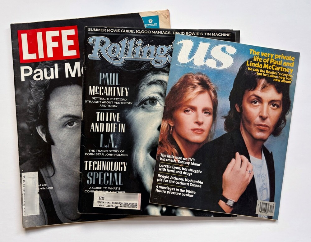 3 Magazines - Paul McCartney Covers - 1971 Life, 1978 US & 1989 Rolling Stone