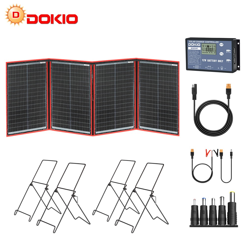 Dokio Portable 200W Solar Panel Kit Foldable Flexible for RV Camping Off Grid