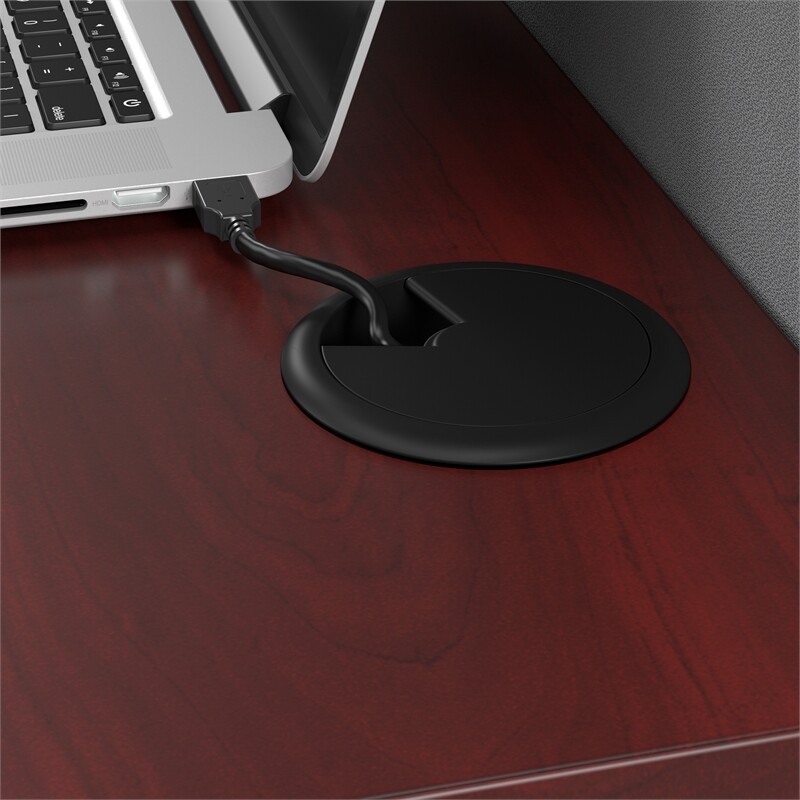 Pemberly Row Cubicle Desk with Storage in Hansen Cherry - Engineered Wood