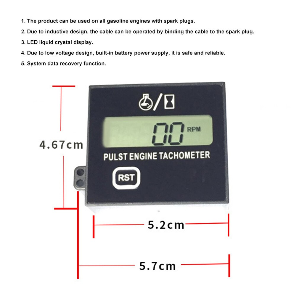 High-Speed Meter Engine Lawn Mower Tachometer Digital Display Pulse Speed