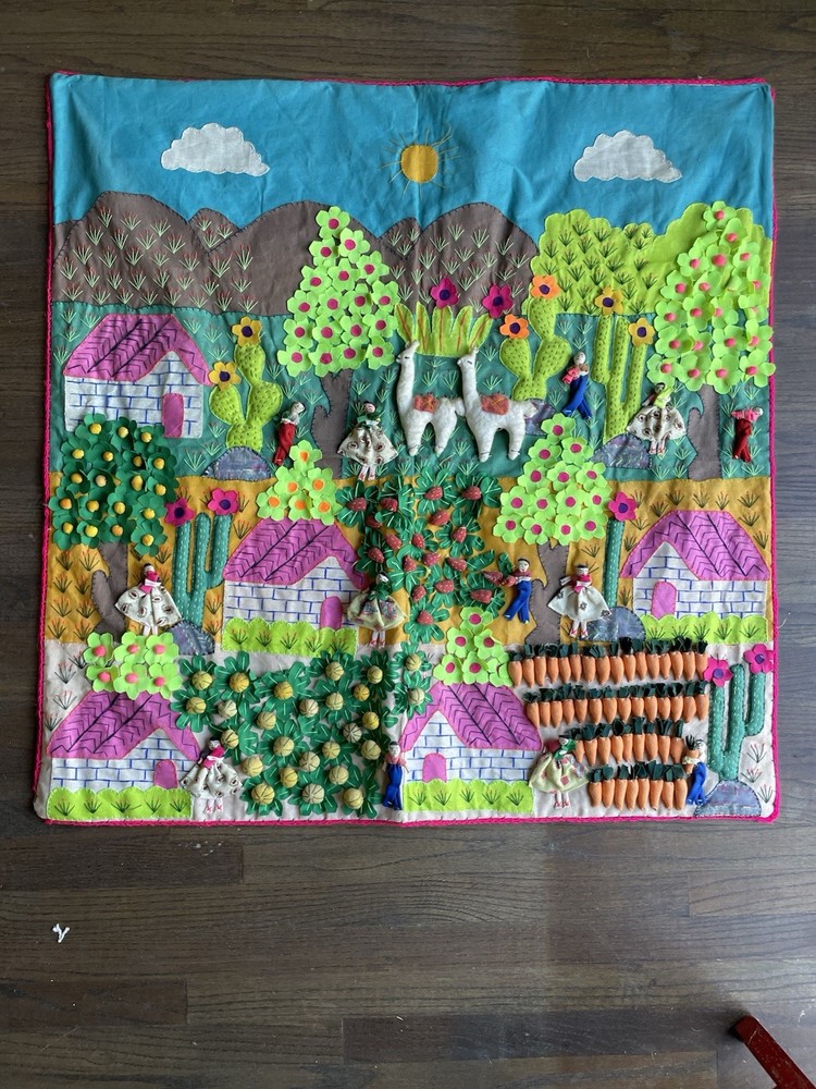Peruvian Arpillera Appliqué Wall Hanging