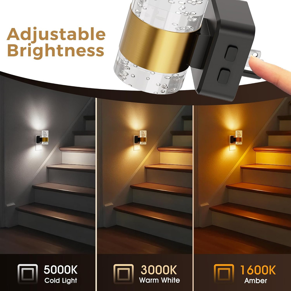 Night Lights Plug into Wall, Dimmable Night Light with Dusk-To-Dawn Light Sensor