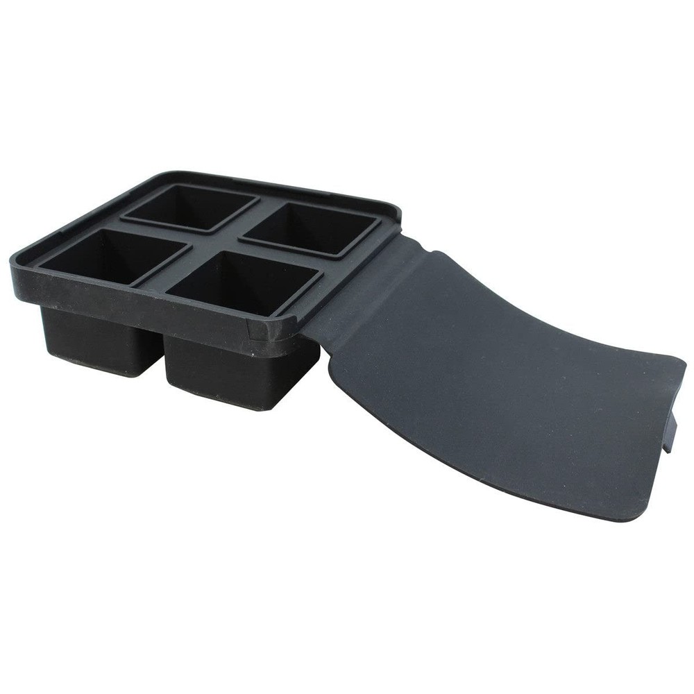 Tablecraft Silicone Ice Cube Tray, 5" x 5.25" x 2.25", Black