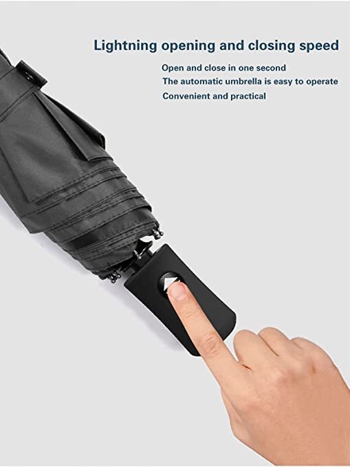 Divine YLL Folding Automatic Open&Close Umbrella Black, Wind & Water & UV Proof