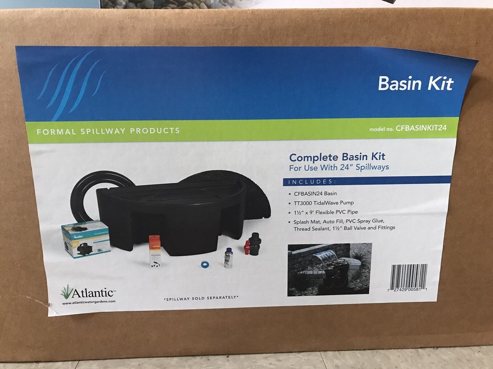 Atlantic Waterfall Basin Kit For 24” Spillway NIB
