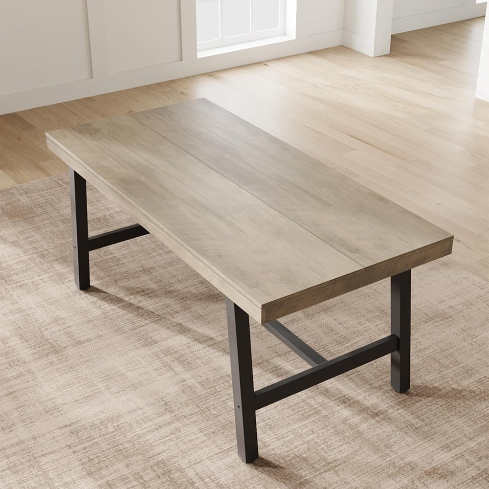 63 in Dining Table 4-6 People Industrial Rustic Wood Rectangular Kitchen Table