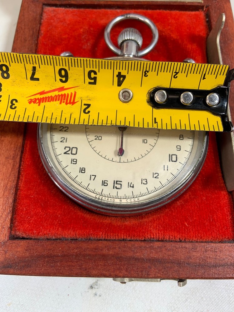 1958 Soviet USSR Mechanical Stopwatch Boxed Working Сделано в СССР Cold War