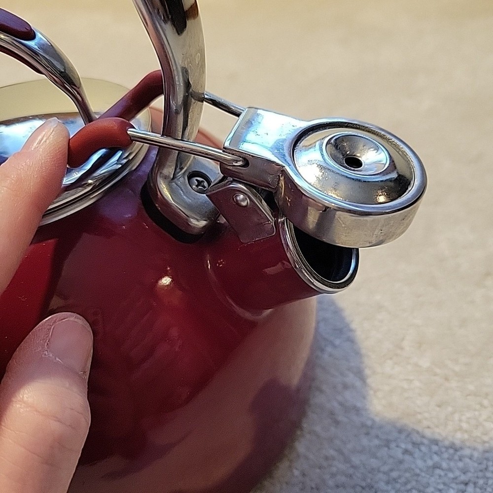 KitchenAid 2 Quart Whistling Tea Kettle Pot Red Enamel