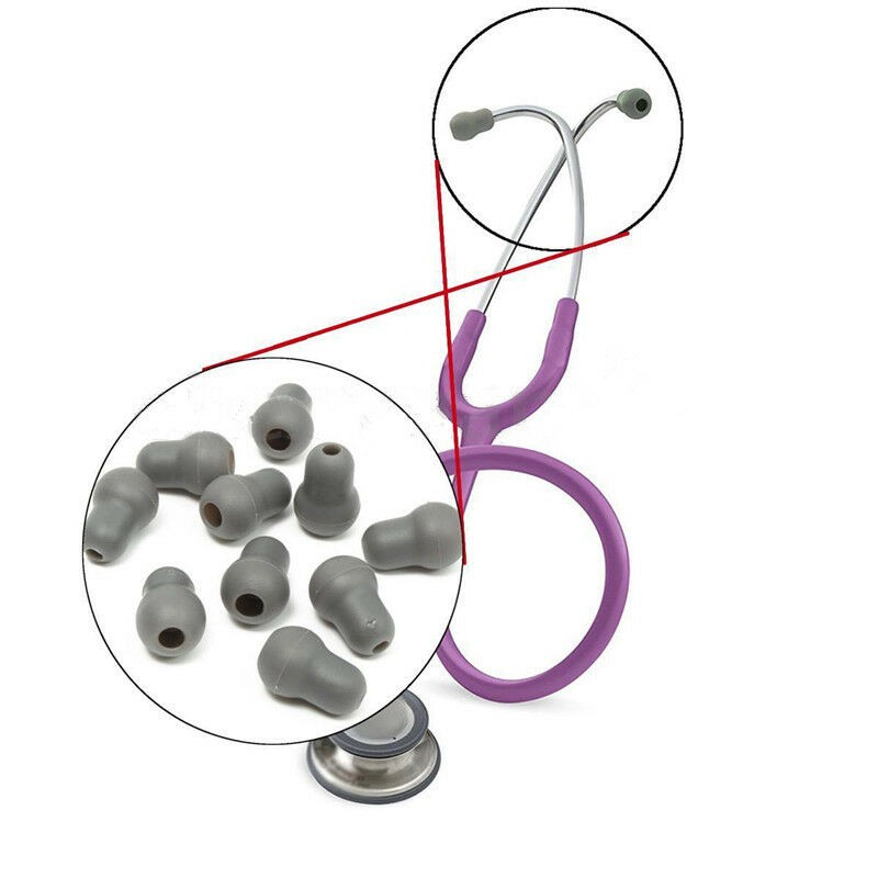 10Pcs Silicone Gray Soft Eartips Earplug Earpieces For Littmann Stethoscope aa