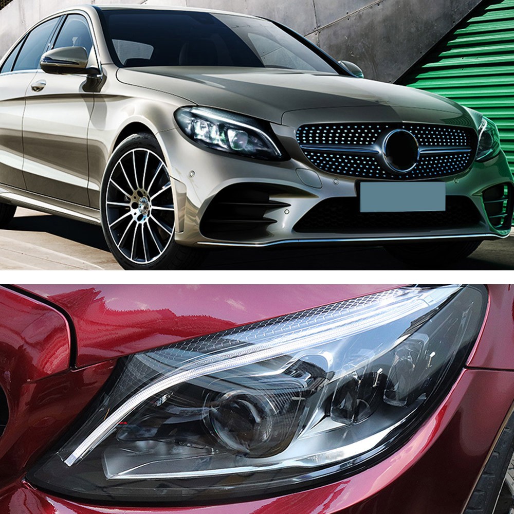LED Headlights w/Sequential For 2015-2018 Mercedes Benz C-Class Halogen version