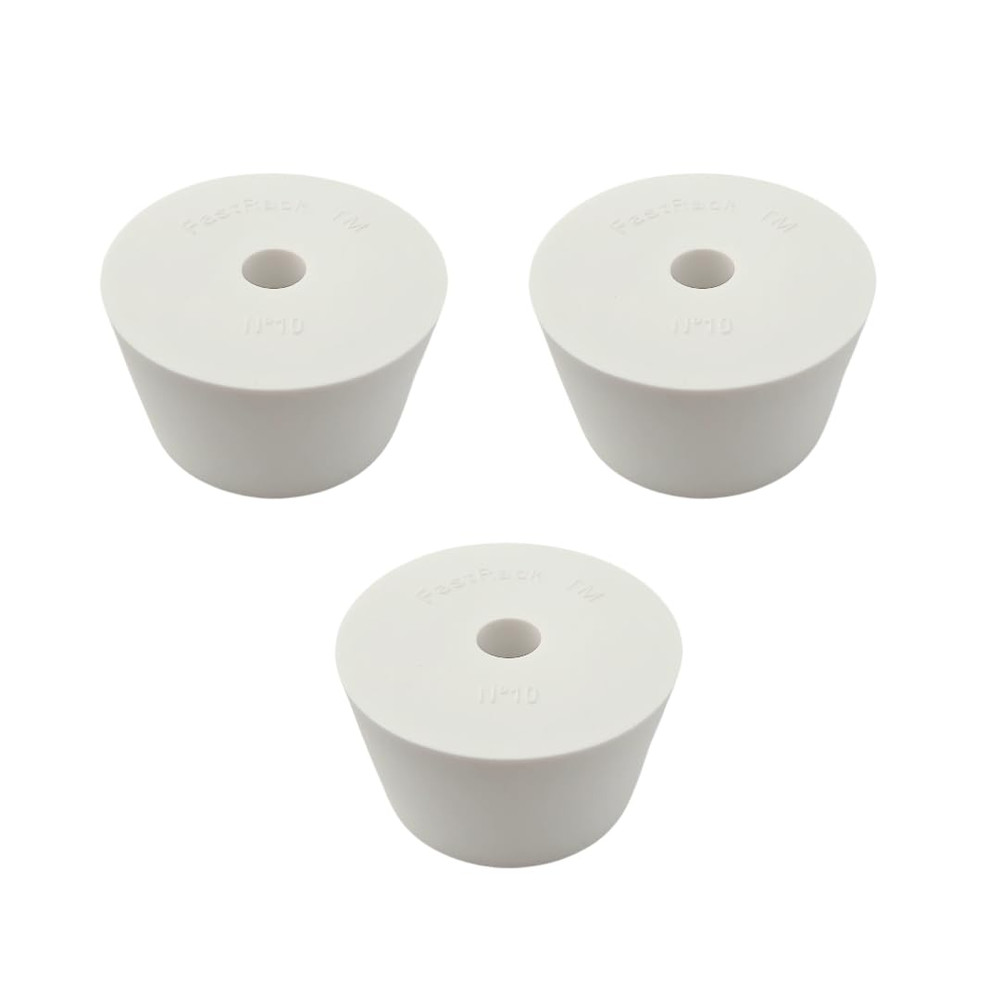 Drilled Rubber Stopper (#10-3 Pieces) | Solid Rubber Stopper Bungs for Use with