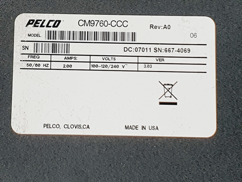 PELCO CM9760-CCC Computer Changeover Control Hot Switch # Made in USA