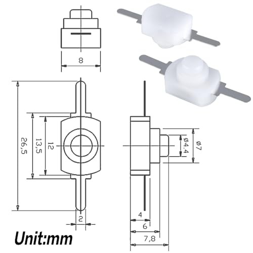 30pcs Latching Push Button Switch Mini ON Off DC 30V 1A Self-Lock Micro White