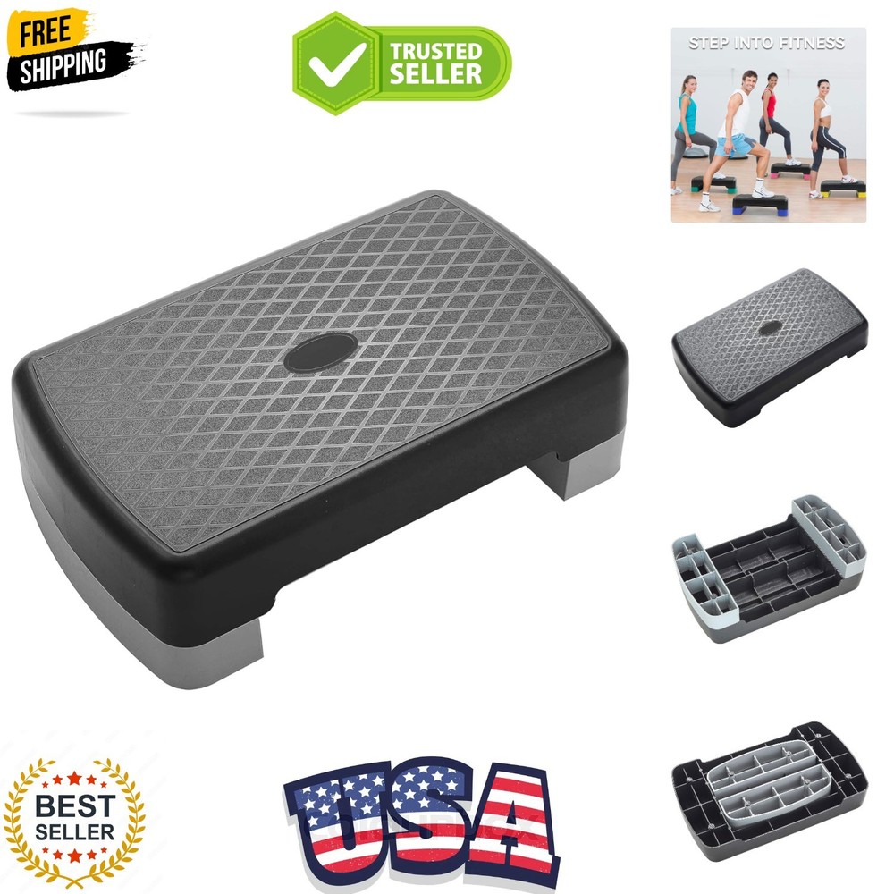 18" Workout Aerobic Stepper Step Platform with 2 Risers, Multiple Colors