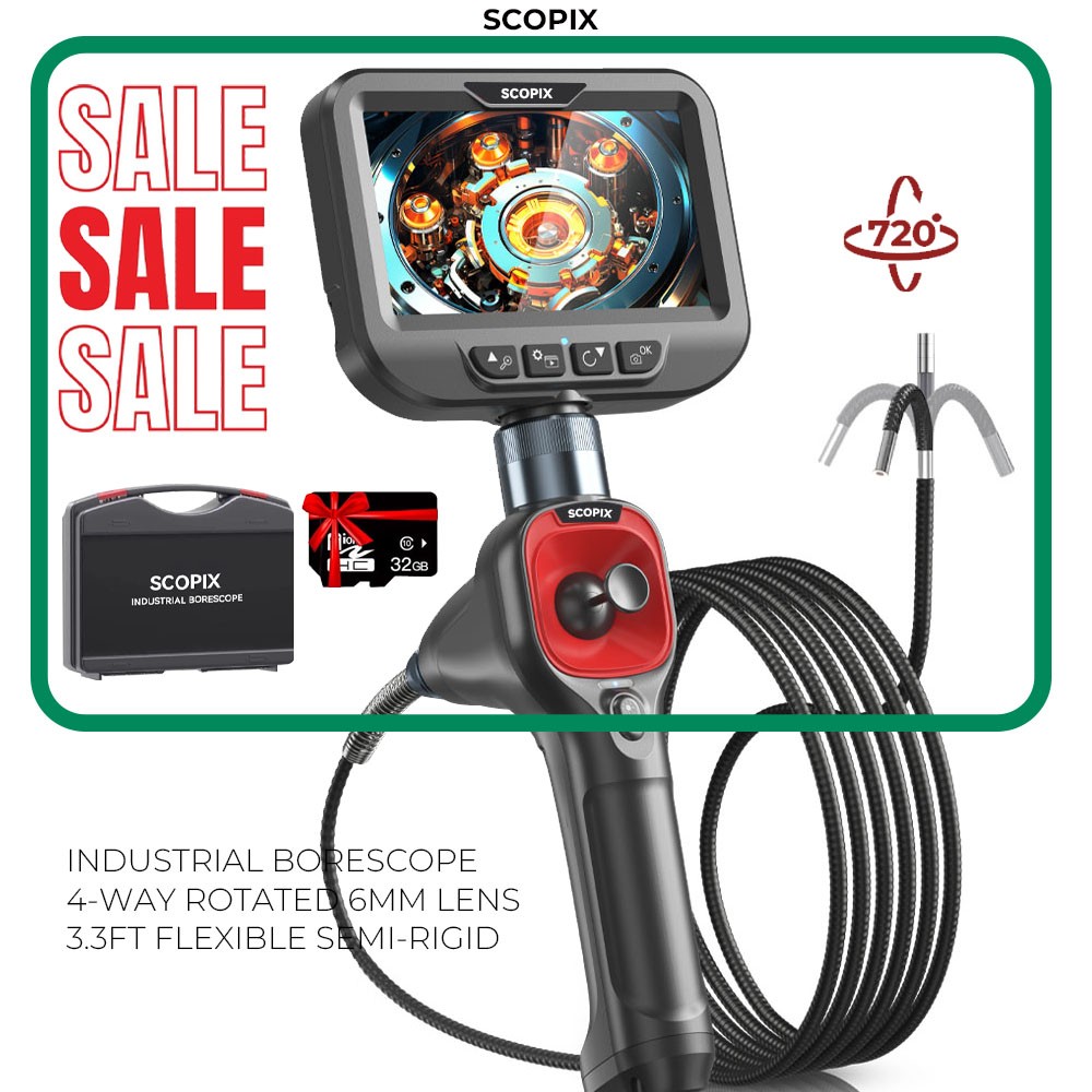 SCOPIX Endoscope Camera Articulating Borescope 4-Way 720° Industrial Inspection=