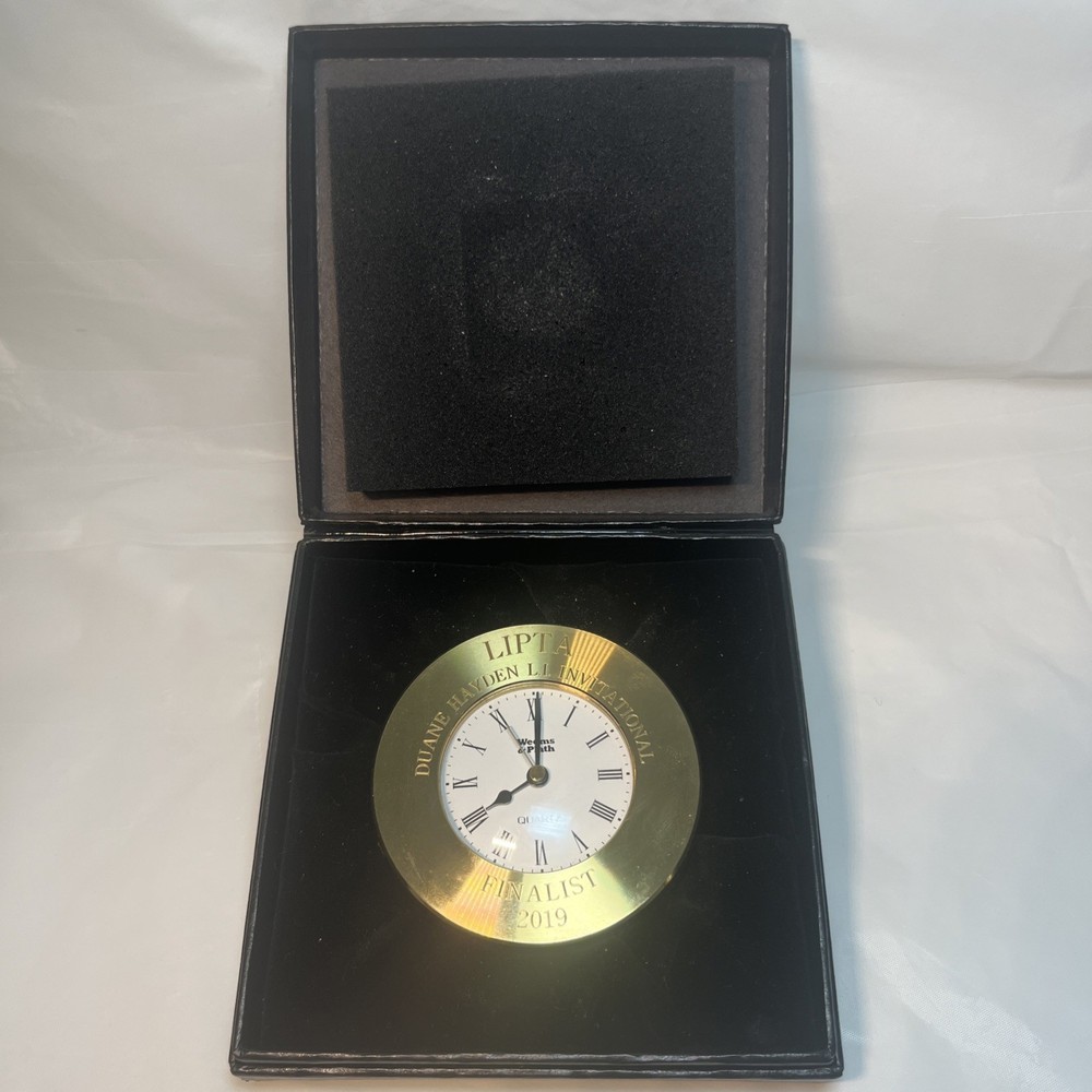 Weems & Plath 3" Brass Chart Weight Clock with Felt-Lined Box - Engraved