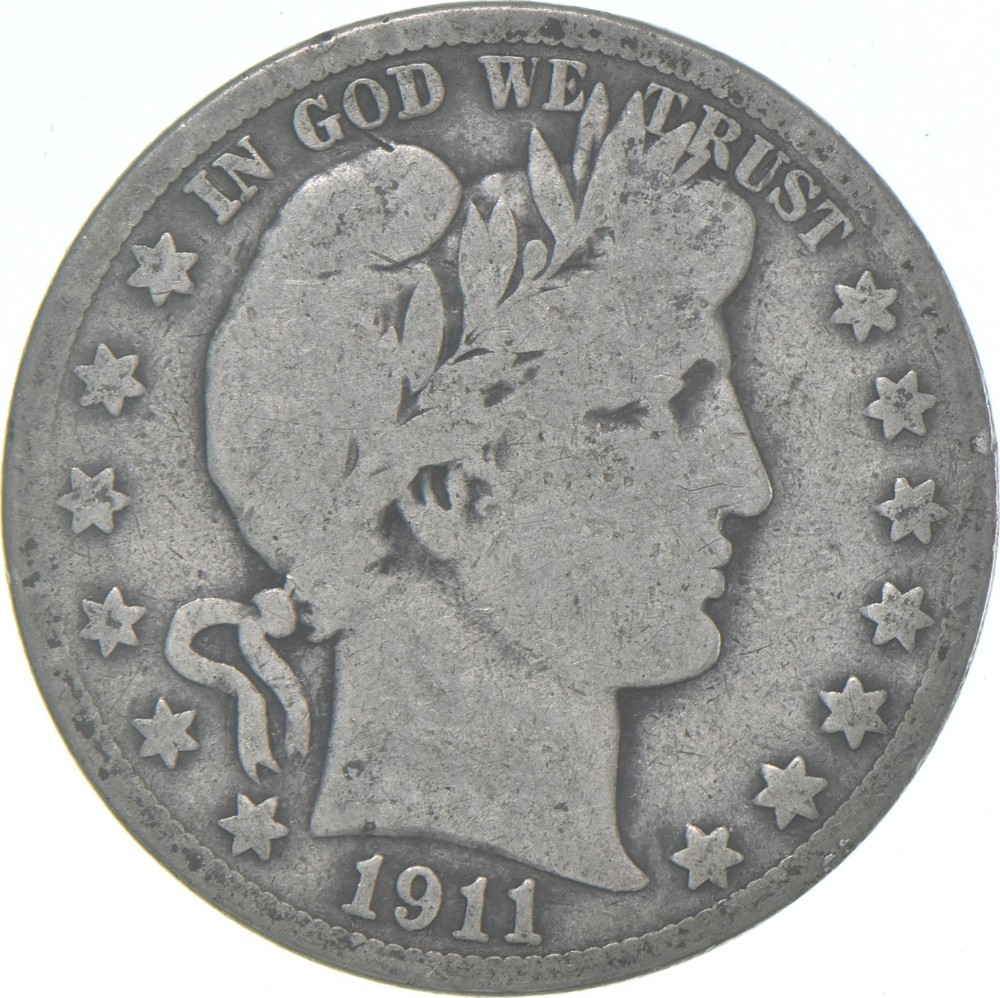 1911-S Barber Half Dollar Average Circ