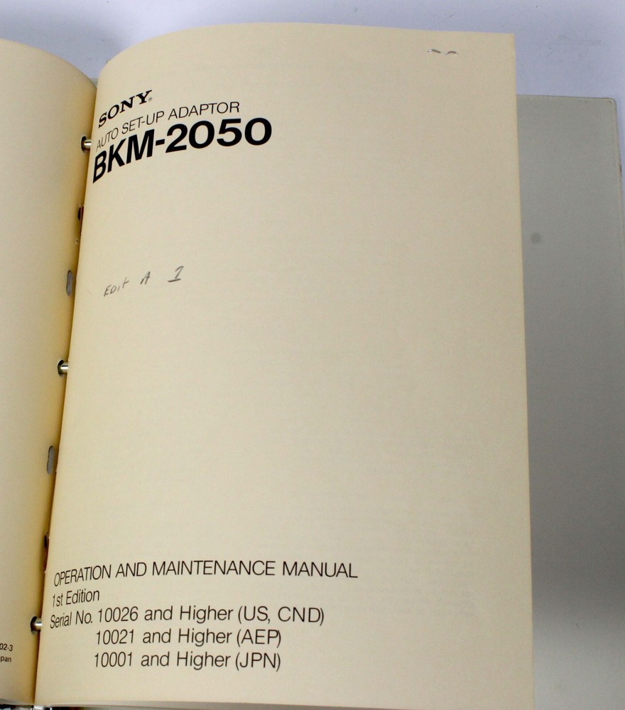 SONY BVM-1900A / BKM-2050 SERVICE MANUAL