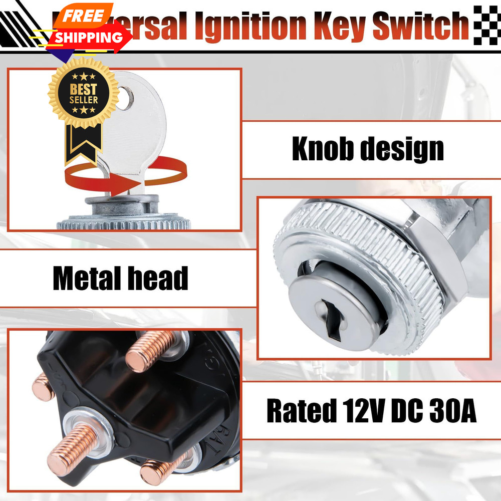 Ignition Switch with Key, Universal Key Switch, 12V 4 Position...
