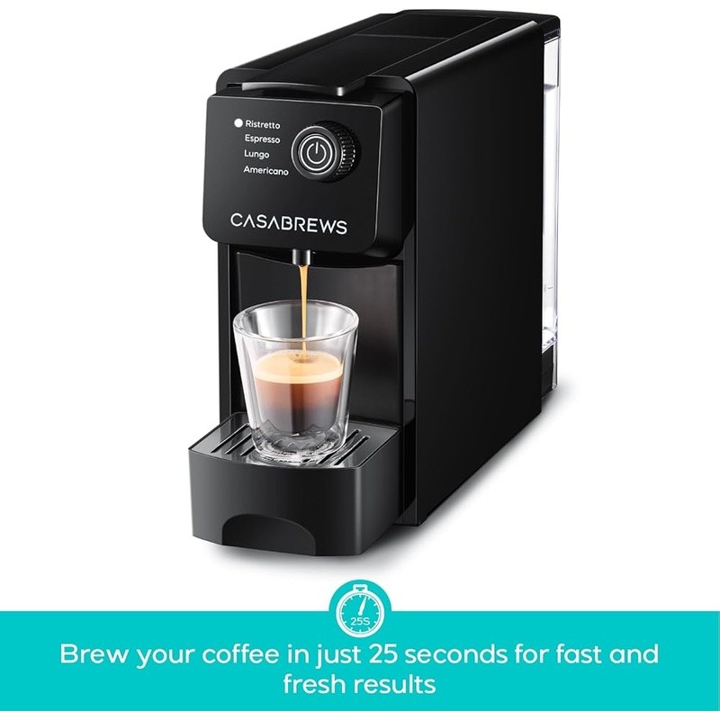 Nespresso Compatible Espresso Machine W/ 20-Bar Pump 4 Brew Sizes Compact Design
