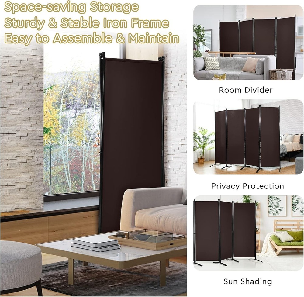 4 Panel Room Divider Folding Privacy Screen Room Partition 5.6 Ft Foldable