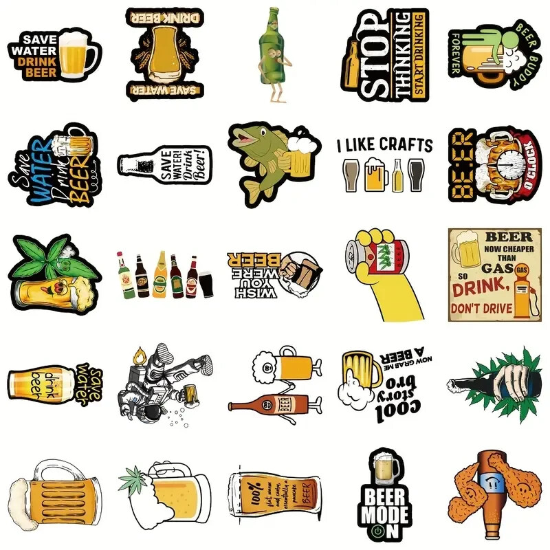 Assorted Beer Sticker Pack - 20 Pcs - Decals for Laptops Phones