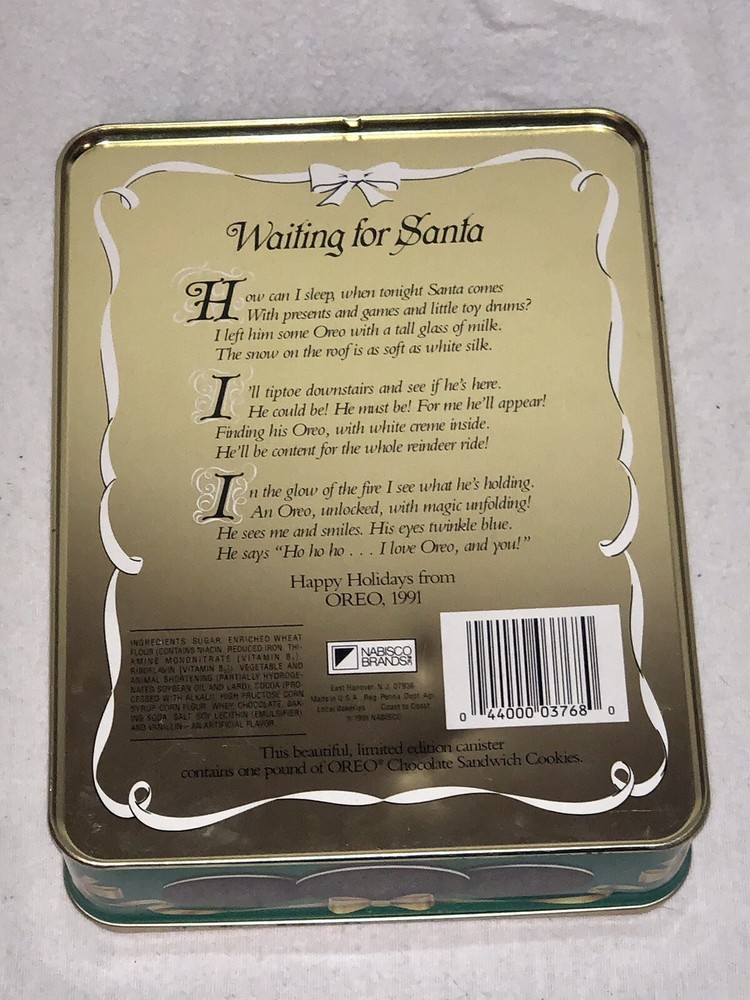 1991 Vintage Oreos Christmas Tin - Pre Owned