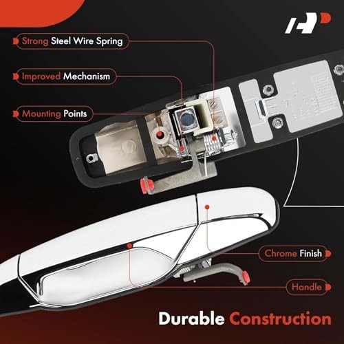 - Front Passenger Side Exterior Door Handle - Compatible Front Right Chrome