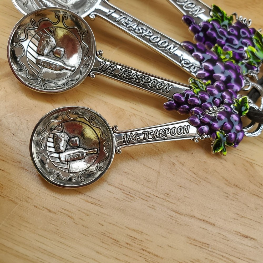 Decorative Grape Cluster Measuring Spoons Set With Whimsical Kitchen Charm
