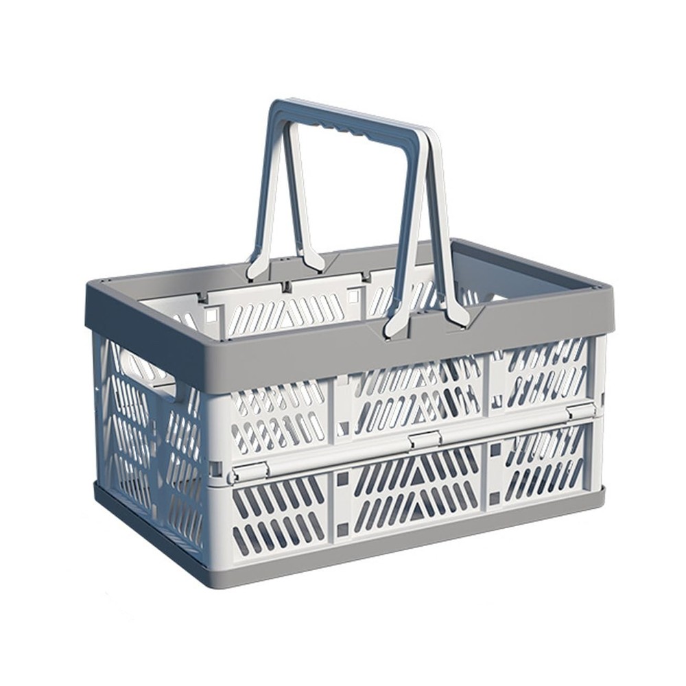 VIGAER 20L Plastic Collapsible Storage Crate - Foldable Handle M, Grey