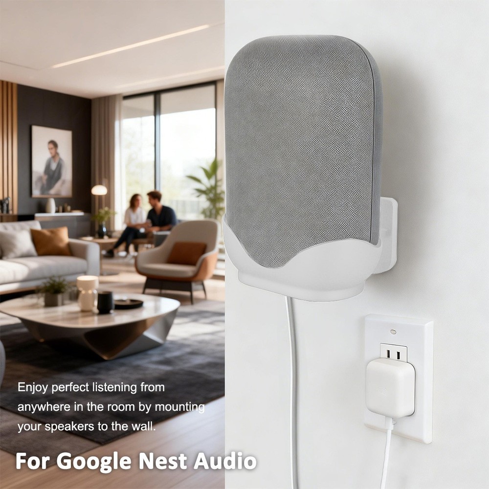 Wall Mount Bracket Desktop Holder Stand for Google Nest Audio SmartSpeaker WHITE