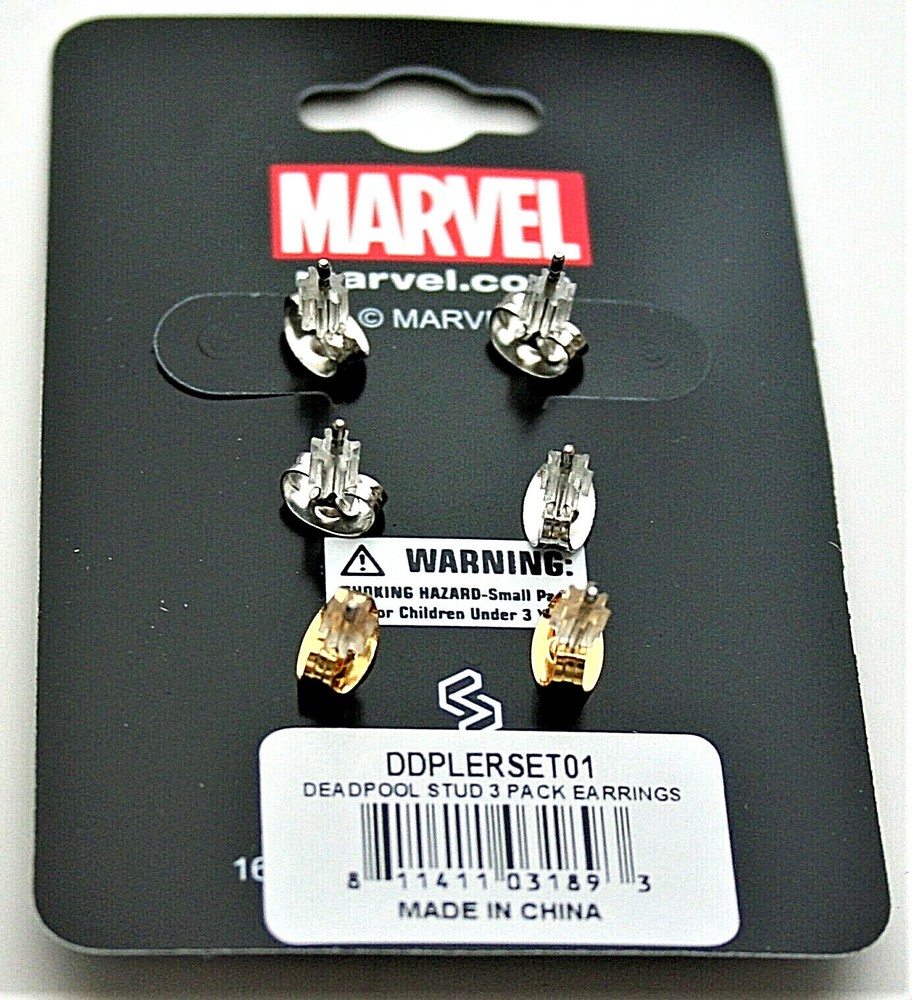 3 Pair Marvel Comics Deadpool Unicorn Taco Stud Earring Set New MOC 2018