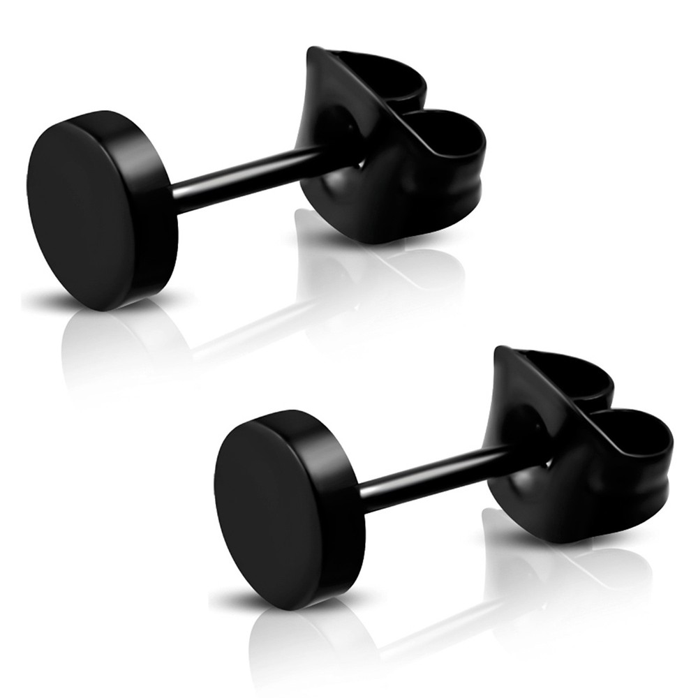 Stainless Steel Minimalist Illusion Round Circle Button Stud Post Earrings