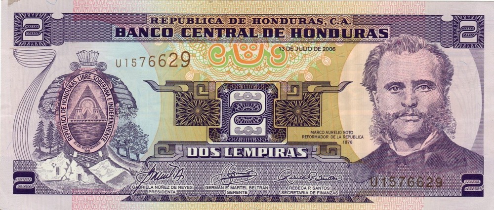 Banknote Honduras 2 Lempira 2006 P80Af