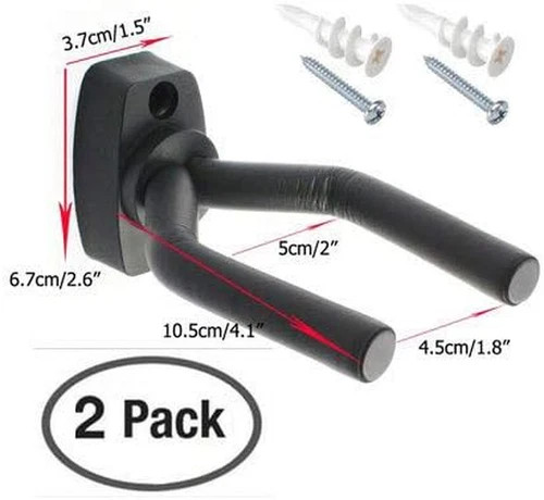 2-PACK Guitar Hanger Hook Holder Wall Mount Display, W/Hardware