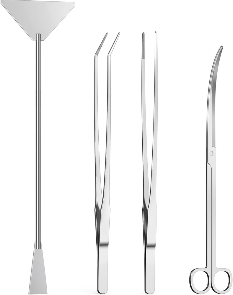 4Pcs Aquascaping Tools Kit Tweezers Scissors Algae Scraper Set