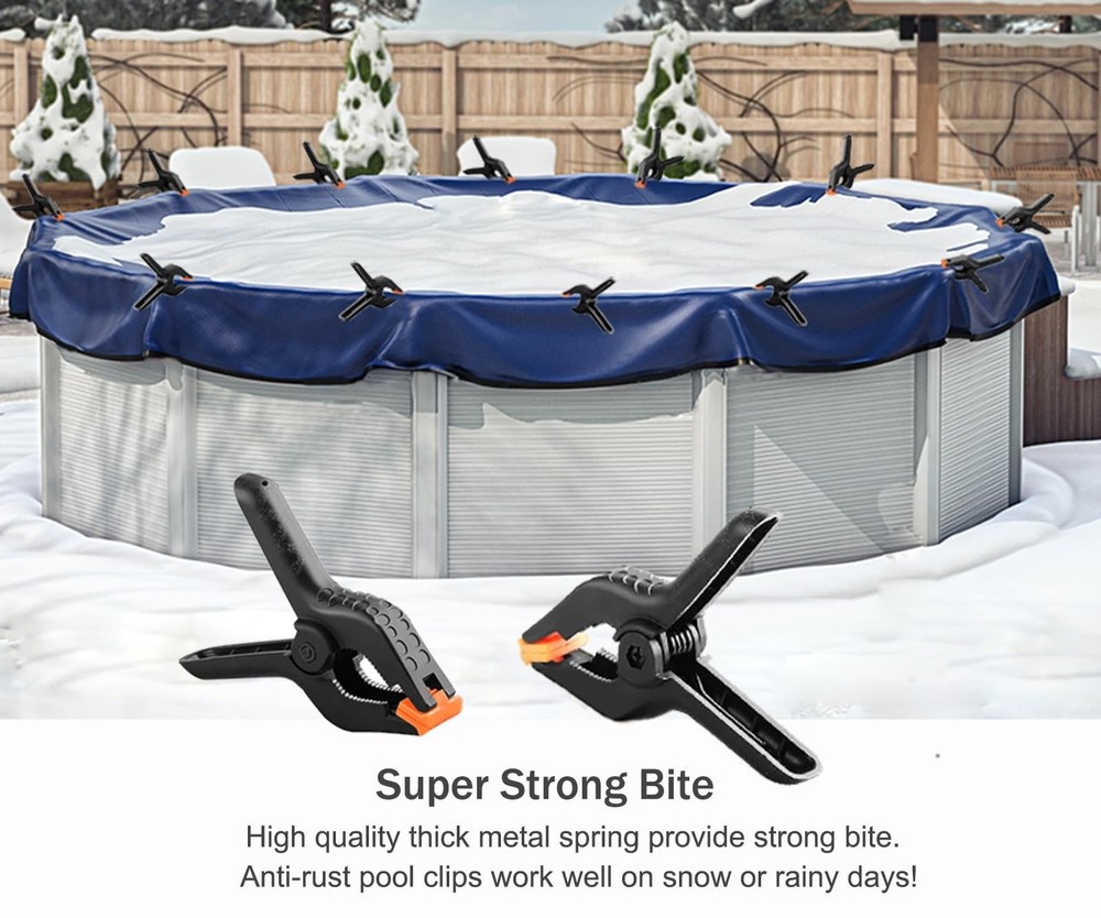 16 Pack Pool Cover Clips for Above Ground Pools Spring Clamps for Backdrop Wo...