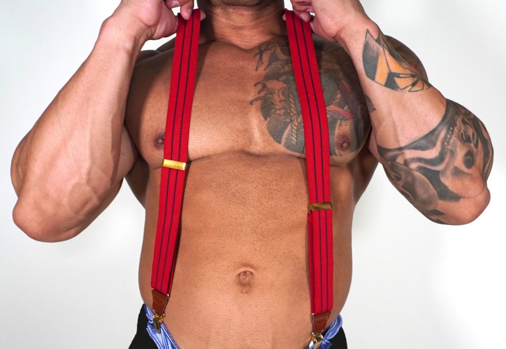 RED STRIPE SUSPENDERS