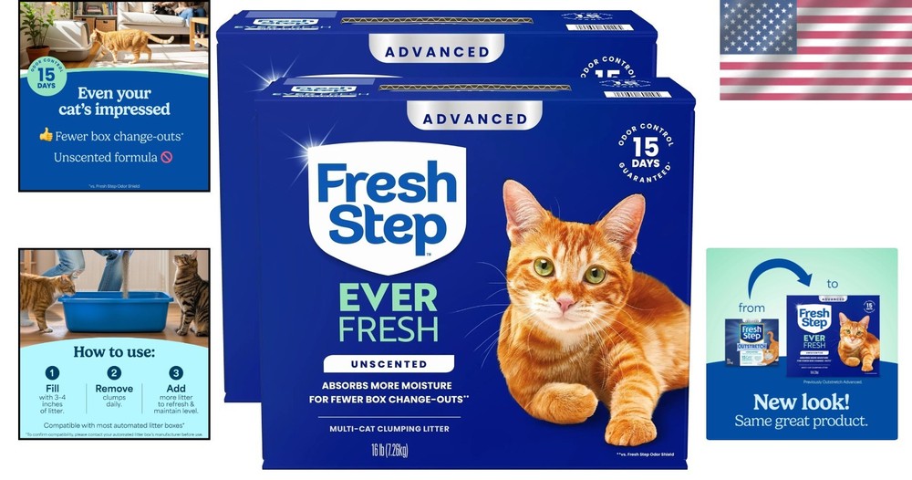 32 lb Advanced Ever Fresh Cat Litter - Low Dust, Odor Control, Unscented Formula