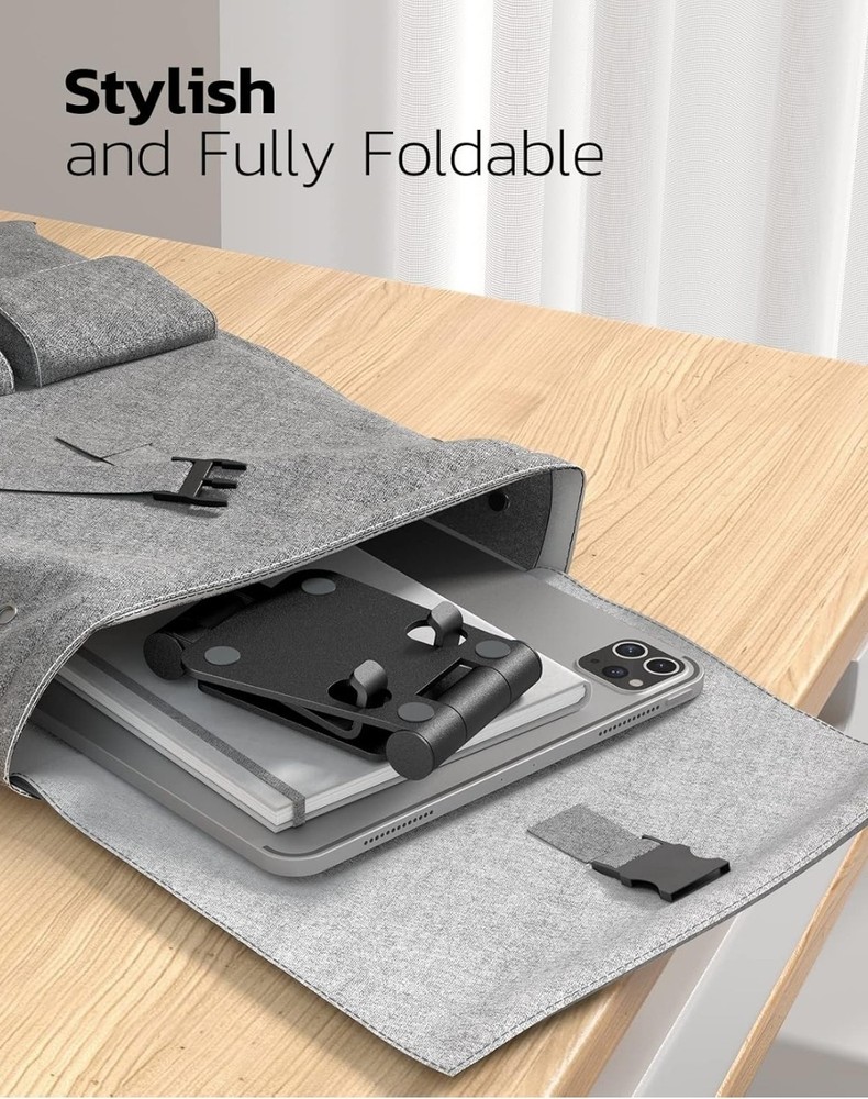 Dual Folding Cell Phone Stand, Fully Adjustable Foldable Desktop Phone Holder...