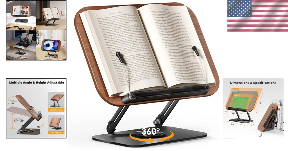 Compact Book Stand with Secure Clips - Multifunctional for Magazines & Textbooks