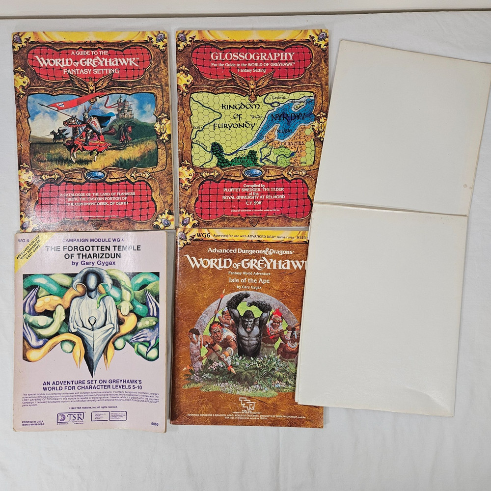 Advanced Dungeons & Dragons World of Greyhawk Guide Glossography Map + 2 Modules