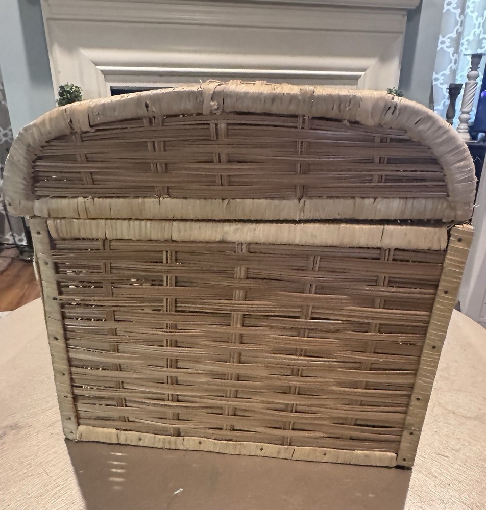 Wicker Rattan Sunburst Storage Chest Split Reed Large