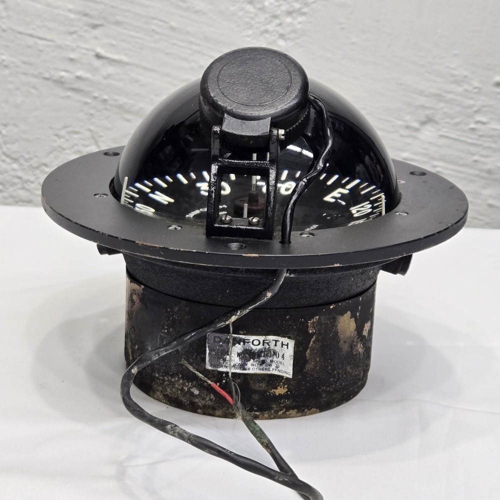 Vtg Danforth Constellation Dash Mount Compass 5" Card Red LED Light High Speed