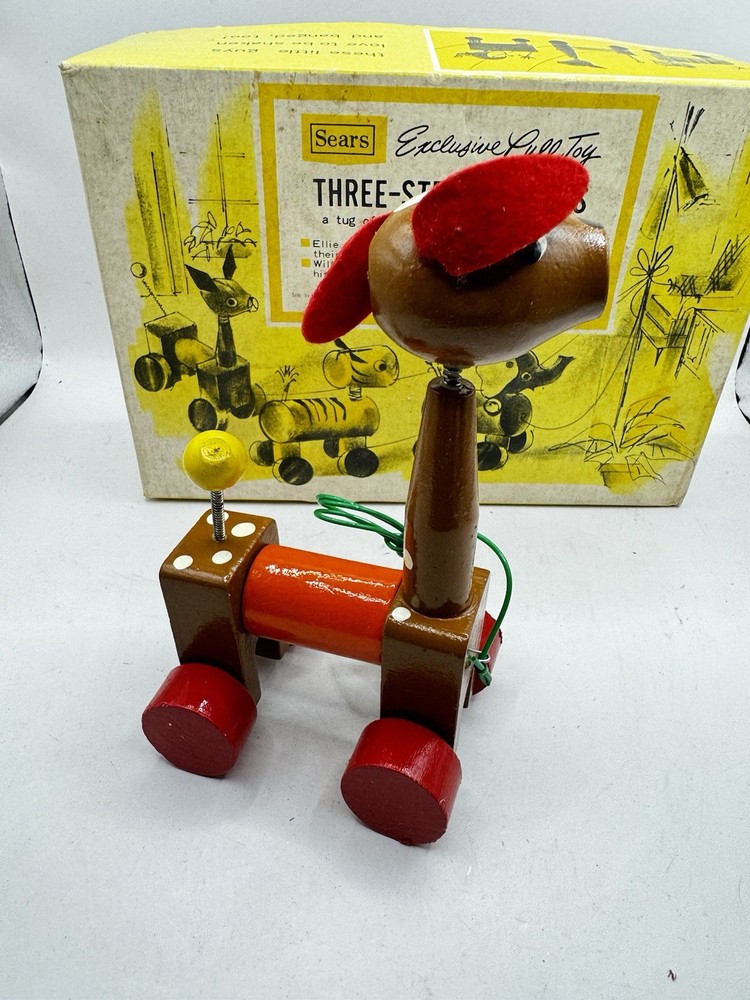 Vintage Sears Exclusive Pull Toy Three-String Circus 1950s – Complete with Box