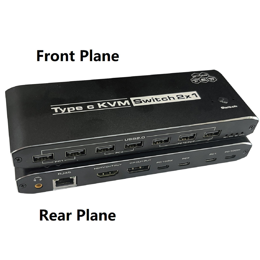New 100W 8K Type C KVM Switcher Splitter KVM Video Switcher For Computer