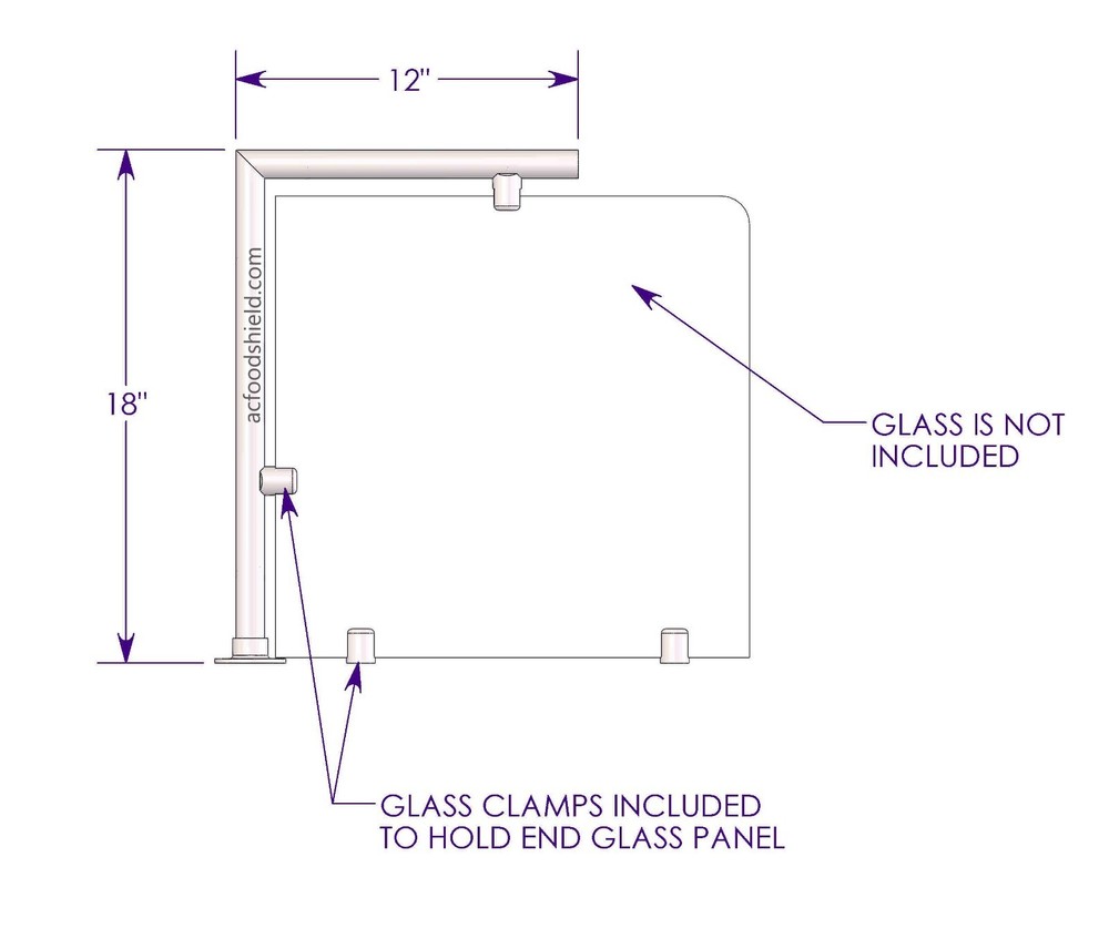 Sneeze Guard Post L-SHAPE POST BRACKET WITH END PANELS