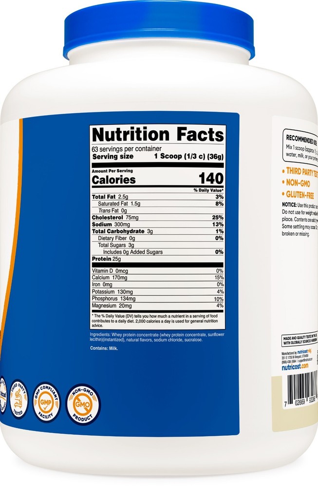 Nutricost Whey Protein Concentrate (Vanilla) 5 LBS